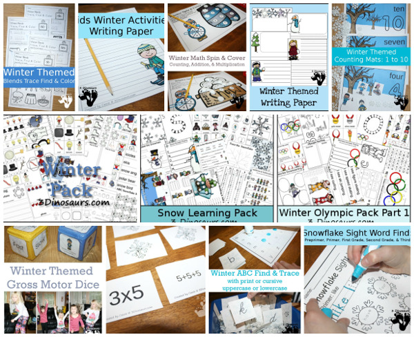 60+ Snow and Winter themed activites & printables - #winteractivitiesforkids #3dinosaurs #printablesforkids #craftsforkids - 3Dinosaurs.com