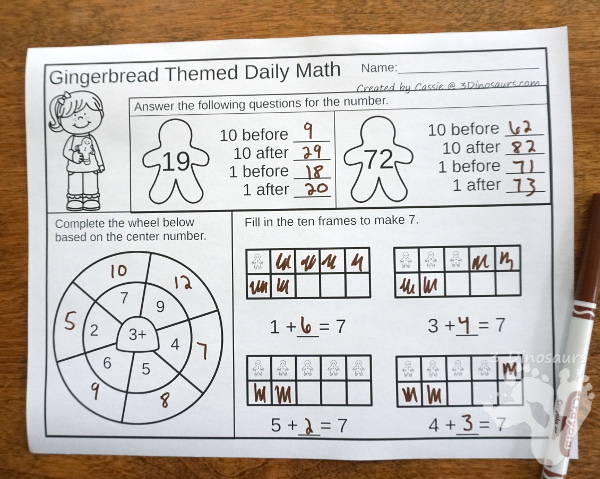 No-Prep Gingerbread Math Printables For Multiplication & Division - 30 pages in each set with review sheets at the end - 3Dinosaurs.com