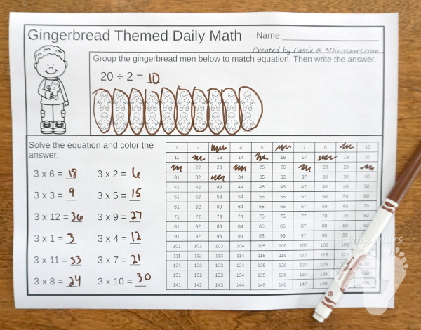 No-Prep Gingerbread Math Printables For Addition - 30 pages in each set with review sheets at the end - 3Dinosaurs.com