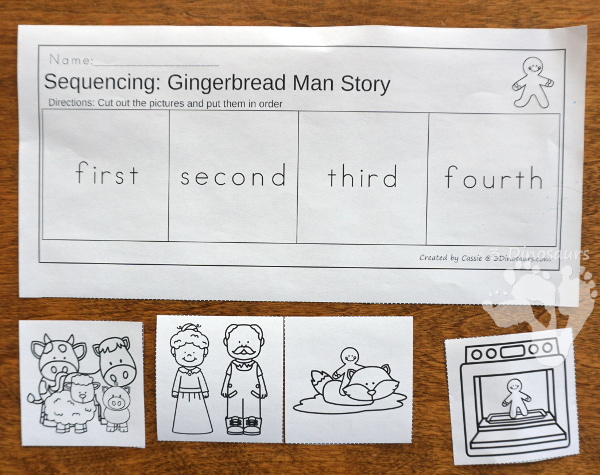 Sequencing Cards Set for Winter - 2 new sets for Gingerbread Man Story and Making A Gingerbread Man - with clip cards, task cards, no-prep worksheets and easy reader books $ - 3Dinosaurs.com