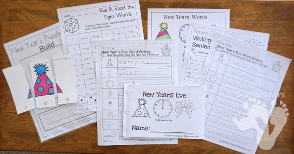 New Years Eve Early Reader Book Set has more books and activities and vocab cards with the books. - 3Dinosaurs.com