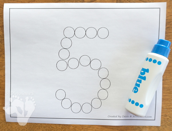 Free Number Dot Marker Printable: 1 to 20 - easy to use printable for kids that like to use dot markers or hands-on items - 3Dinosaurs.com