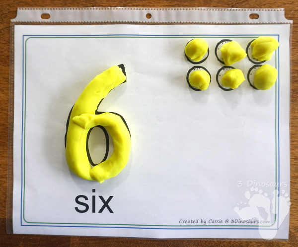 Free Number Playdough Mats: 1 to 20 - simple and easy playdough mats to use with kids - 3Dinosaurs.com