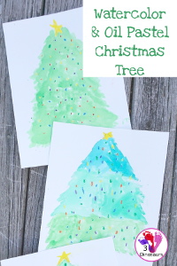 Watercolor & Oil Pastels Christmas Trees