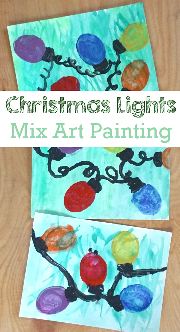 Cookie Cutter: Christmas Lights Painting - super easy way to paint Christmas lights with watercolors and paint - 3Dinosaurs.com  