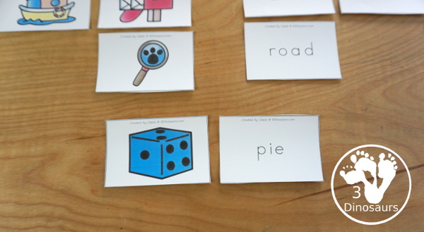 Free Vowel Team Matching Cards - You have two cards for each vowel team with a picture and then a matching word with the same vowel team as the card. This is a fun matching activity for older kids - 3Dinosaurs.com