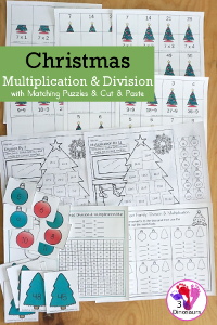 Christmas Multiplication & Division Puzzles & Cut & Paste