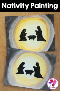 Nativity Painting with Cookie Cutters for Kids