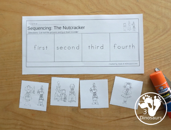 Sequencing: The Nutcracker with clip cards, task cards, no-prep worksheets, writing activities and easy reader books $ - 3Dinosaurs.com  #sequencingforkids 