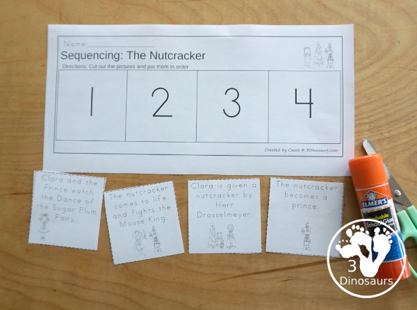 Sequencing: The Nutcracker with clip cards, task cards, no-prep worksheets, writing activities and easy reader books $ - 3Dinosaurs.com  #sequencingforkids 