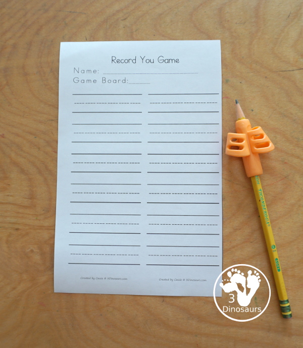 Free CVC Word Printable Games - 5 fun games with CVC short a words, CVC short e words, CVC short i words, CVC short o words, CVC sort u words with pictures outside and words to find in the middle. A great review for CVC words- 3Dinosaurs.com