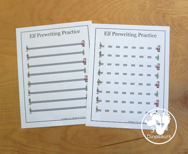 Free Elf Prewriting Printables with 28 different prewriting printables with and elf and Christmas theme - 3Dinosaurs.com