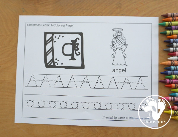 Free Christmas Themed ABC Tracing - print and cursive options with all 26 letters. You have an uppercase and lowercase letters to trace. There is also one or two pictures for each Letter for Christmas - 3Dinosaurs.com