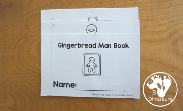 Free Gingerbread Man Easy Reader Book with Tracing - a fun easy reader book that has words for kids to learn from the Gingerbread Man story. They can trace the word and read the sentences about the picture. A fun 7-page book for kids.- 3Dinosaurs.com