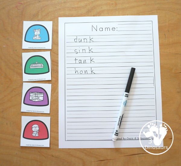 Free Gingerbread Ending Blends Sorting: -DN, -GN, -NK &- NT -  with 4 ending blends to sort with -nd, -ng, -nk, and -nt with four matching pictures per each ending blend - 3Dinosaurs.com