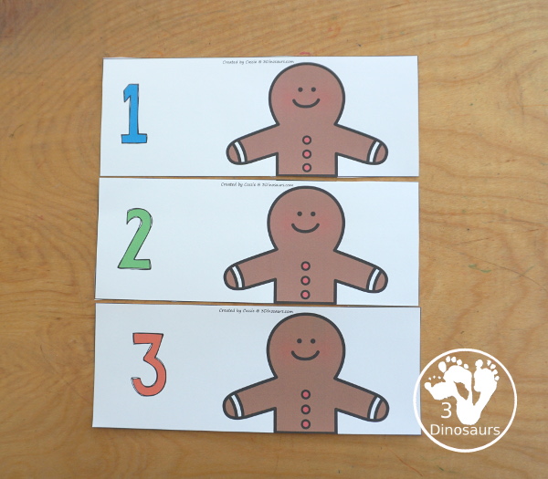 Free Gingerbread Man Number Sense Sorting: Numbers 1 to 10 - You have gingerbread men with numbers and gumdrops to sort to each of the gingerbread men. - 3Dinosaurs.com