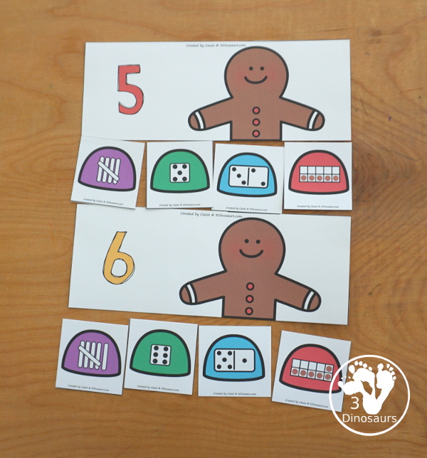 Free Gingerbread Man Number Sense Sorting: Numbers 1 to 10 - You have gingerbread men with numbers and gumdrops to sort to each of the gingerbread men. - 3Dinosaurs.com