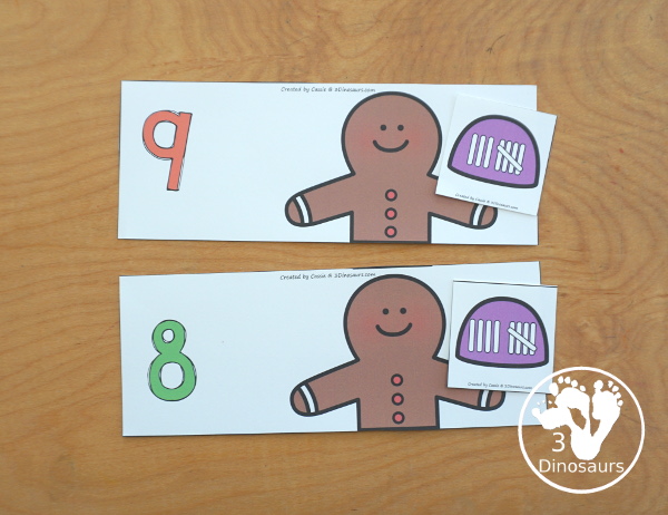 Free Gingerbread Man Number Sense Sorting: Numbers 1 to 10 - You have gingerbread men with numbers and gumdrops to sort to each of the gingerbread men. - 3Dinosaurs.com