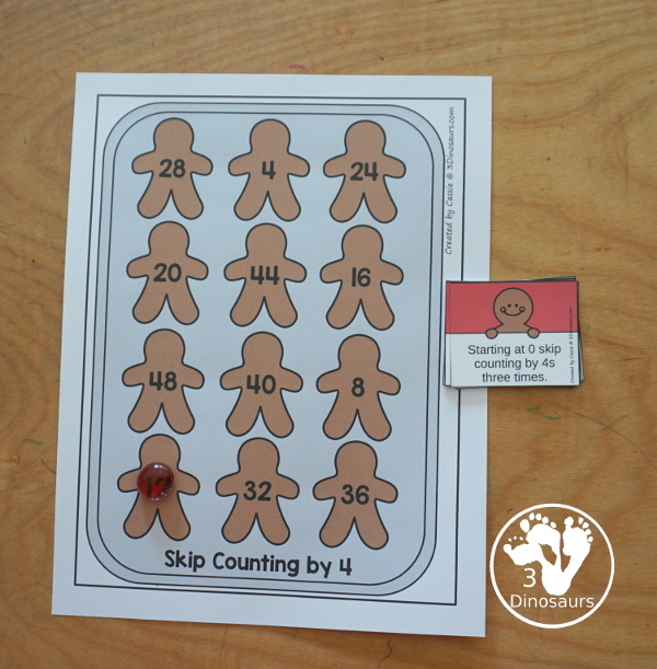 Gingerbread Skip Counting Set - Skip Counting 2 to 12 - working on skip counting with puzzles, skip counting worksheets, skip counting matching cards, skip counting mats - 3Dinosaurs.com