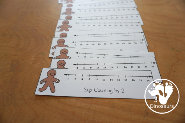 Gingerbread Skip Counting Set - Skip Counting 2 to 12 - working on skip counting with puzzles, skip counting worksheets, skip counting matching cards, skip counting mats - 3Dinosaurs.com