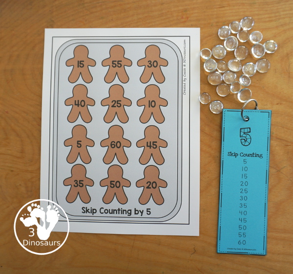 Free Gingerbread Skip Counting Mats 2 to 12 - you have 11 skip counting mats. With a skip counting mat for each number, 2 to 12, that skip counts 12 times on each mat. A great winter theme for math - 3Dinosaurs.com