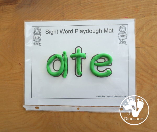 Romping & Roaring Primer Sight Words: ate, be, black, brown. You have six pages of printables for each sight words with different activities for each sight word. A fun want to introduce and explore sight words. - 3Dinosaurs.com