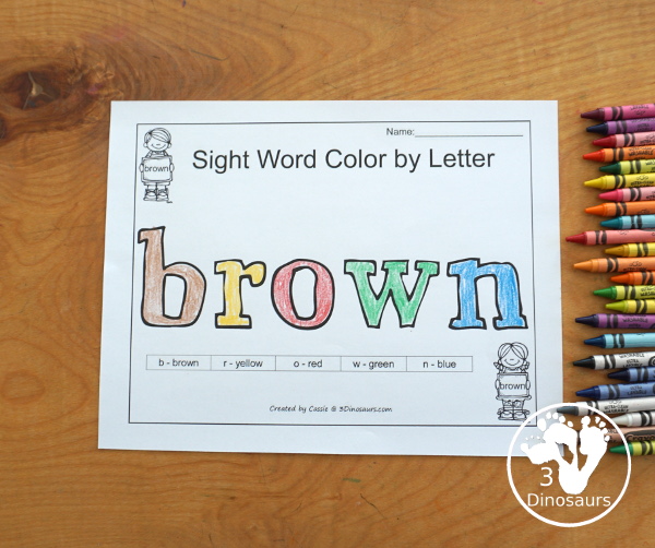 Romping & Roaring Primer Sight Words: ate, be, black, brown. You have six pages of printables for each sight words with different activities for each sight word. A fun want to introduce and explore sight words. - 3Dinosaurs.com