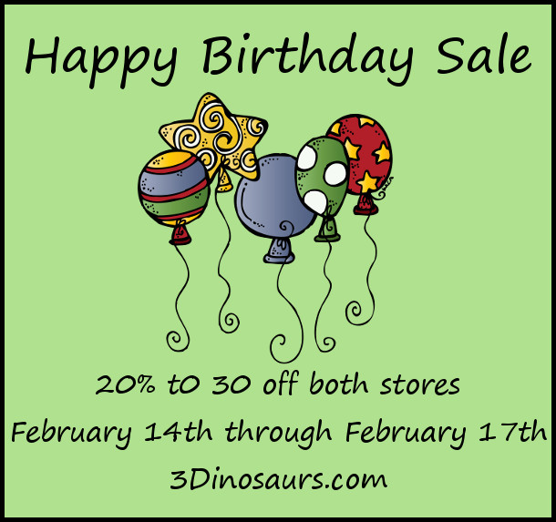 3 Dinosaurs 3 Year Anniversary Sale - 3Dinosaurs.com