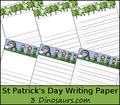 Free St Patrick's Day Writing Paper Printable - 3Dinosaurs.com