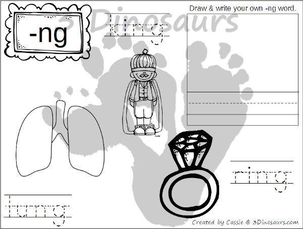 Free Digraph Coloring Pages:  KN-, -NG, PH, QU- easy no prep coloring page - 3Dinosaurs.com