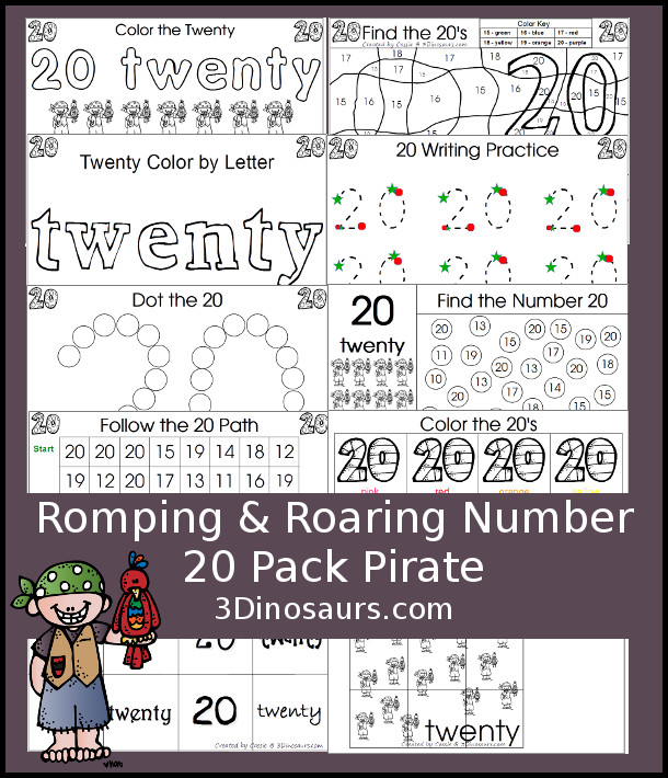 Romping & Roaring Number 20 Set 1: Pirate Pack - 3Dinosaurs.com