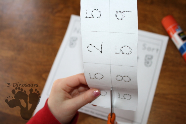 No Prep Printable: Number & Shape Trace & Sort - easy way to work on shapes and numbers with tracing and sorting - 3Dinosaurs.com