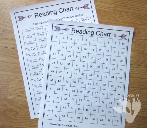 Free Easy to Read Valentines Reading Chart Printables - weekly charts, 100 charts and minutes charts - 3Dinosaurs.com