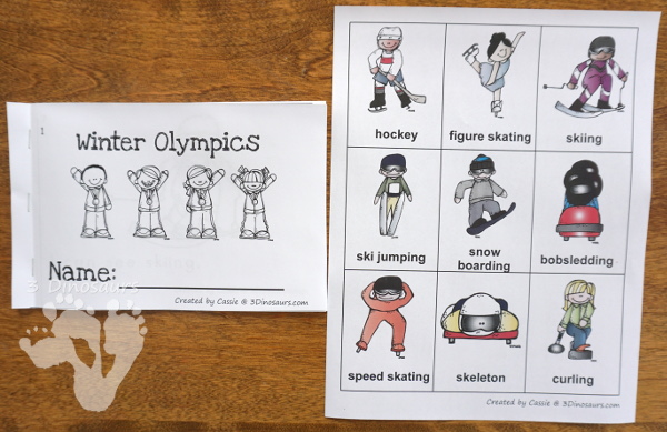 FREE Winter Olympics Easy Reader Book 10 page book for kids to read - 3Dinosaurs.com