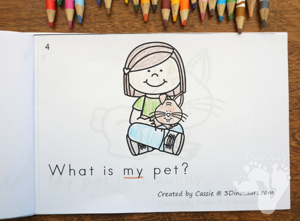 Free What Is My Pet Easy Reader Book - simple easy reader book for kids to read and work on sight words my and what with a fun pet theme - 3Dinosaurs.com