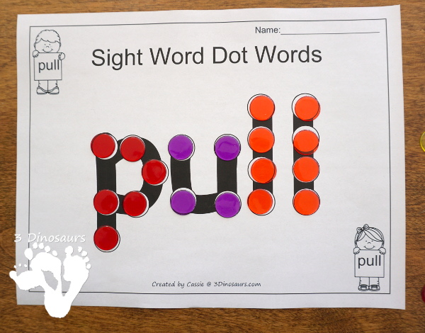 Romping & Roaring Second Grade Sight Word Set 7: Pull, Read, Right, Sing - 3Dinosaurs.com