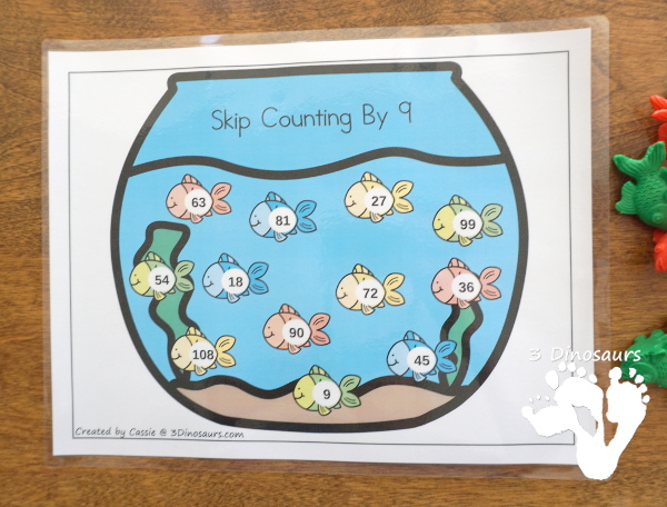 Free Skip Counting Fish - skip counting by numbers 1 to 12 learning mats - 3Dinosaurs.com