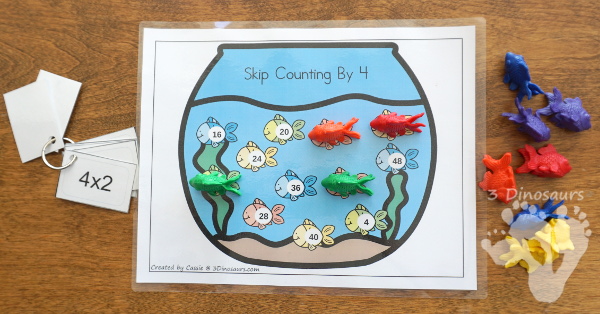 Free Skip Counting Fish - skip counting by numbers 1 to 12 learning mats - 3Dinosaurs.com