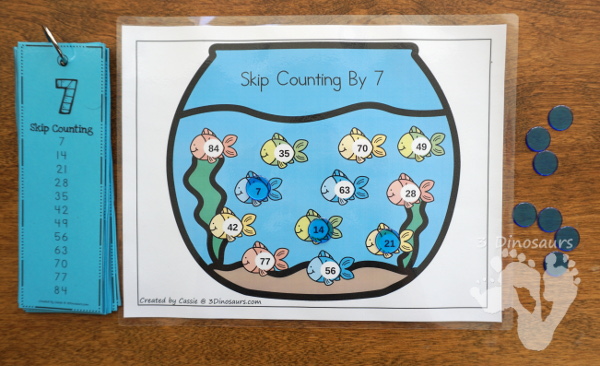 Free Skip Counting Fish - skip counting by numbers 1 to 12 learning mats - 3Dinosaurs.com