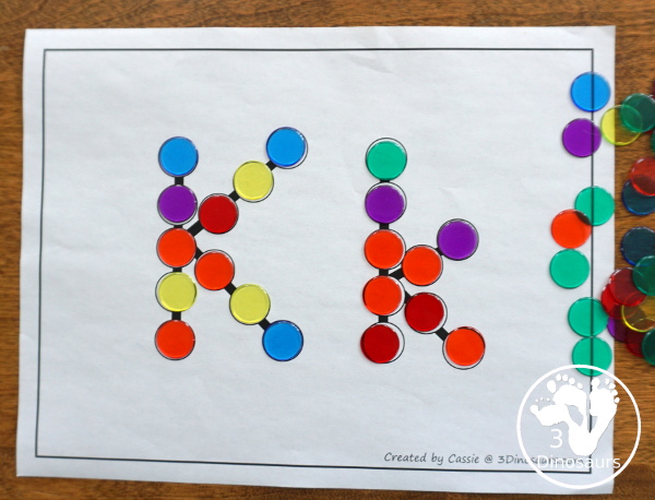 Free ABC Dot Marker Letters for the Whole Alphabet - Uppercase and lowercase dot markers together on the same page with all 26 letters for kids to use - 3Dinosaurs.com