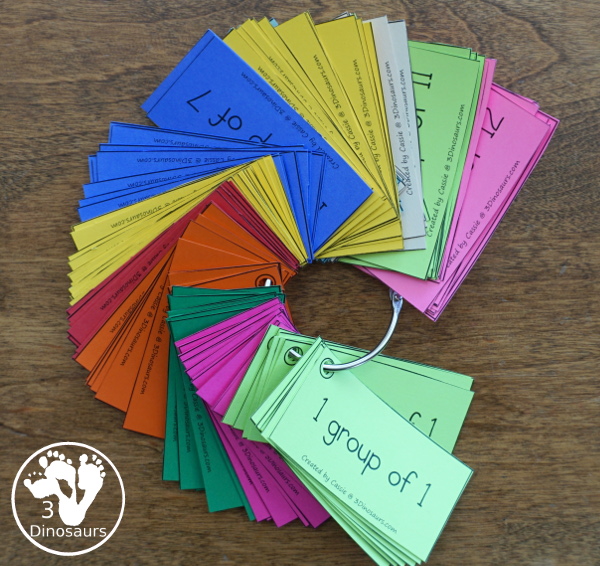 Free Groups of Multiplication - with hands-on math spinner, flashcards and recording sheets for working on multiplication - 3Dinosaurs.com  #3dinosaurs #thirdgrade #fourthgrade #multiplication #handsonmath #freeprintable