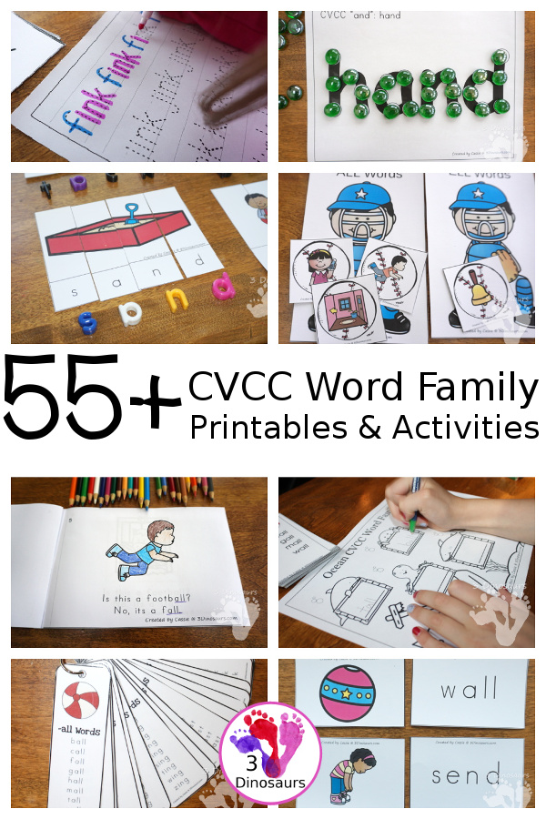 CVCC Word Family Activities & Printables on 3Dinosaurs.com