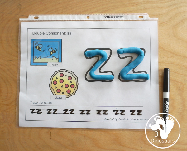 8+ Double Consonant Printables - with no-prep double consonant printables, double consonant book printables, double consonant ladders printables, double consonant playdough mat printables and more working on when you have two letters together that are the same with ff, ll, ss, and zz - 3Dinosaurs.com