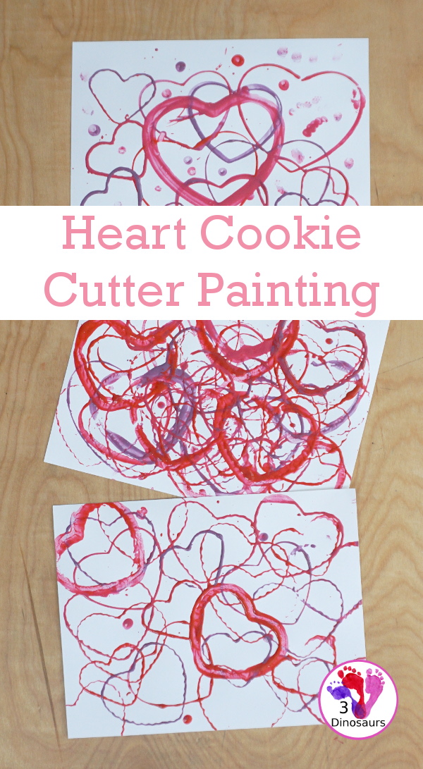 Heart Cookie Cutter Painting - a super easy craft for kids to do with cookie cutters and paint that you can do with tot, preschool and kindergarten - 3Dinosaurs.com