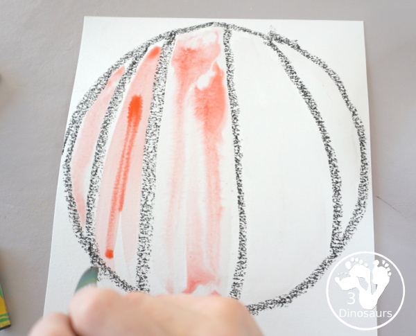 Watercolor Lanterns for Chinese New Year - a fun watercolor and oil pastel craft for kids to make a lantern. Super easy steps for kids to do. - 3Dinosaurs.com