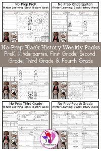 No-Prep Black History Weekly Packs – for Prek to 4th Grade