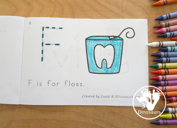 Free Dental Health ABC Easy Reader Book - with tracing uppercase letters and  7 themes in the book for kids to use in kindergarten and prek  - 3Dinosaurs.com