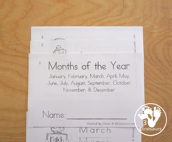 Free Months of the Year Easy Reader Book - a great 8 page book with a sentence to read about the months of the year with reading the words, tracing the word and writing the word. - 3Dinosaurs.com