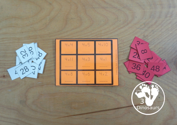 Free Multiplication Tic Tac Toe Printable - with four games boards for multiplication 1 to 12 - with 3 x 3 games for solving the equation games for kids to work on multiplication math facts - 3Dinosaurs.com