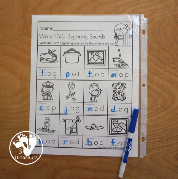 Free CVC Word Family Write the Beginning Sounds No-Prep Worksheet – 3 ...